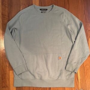 Carhartt Gray Crewneck Sweater with Ribbed Details